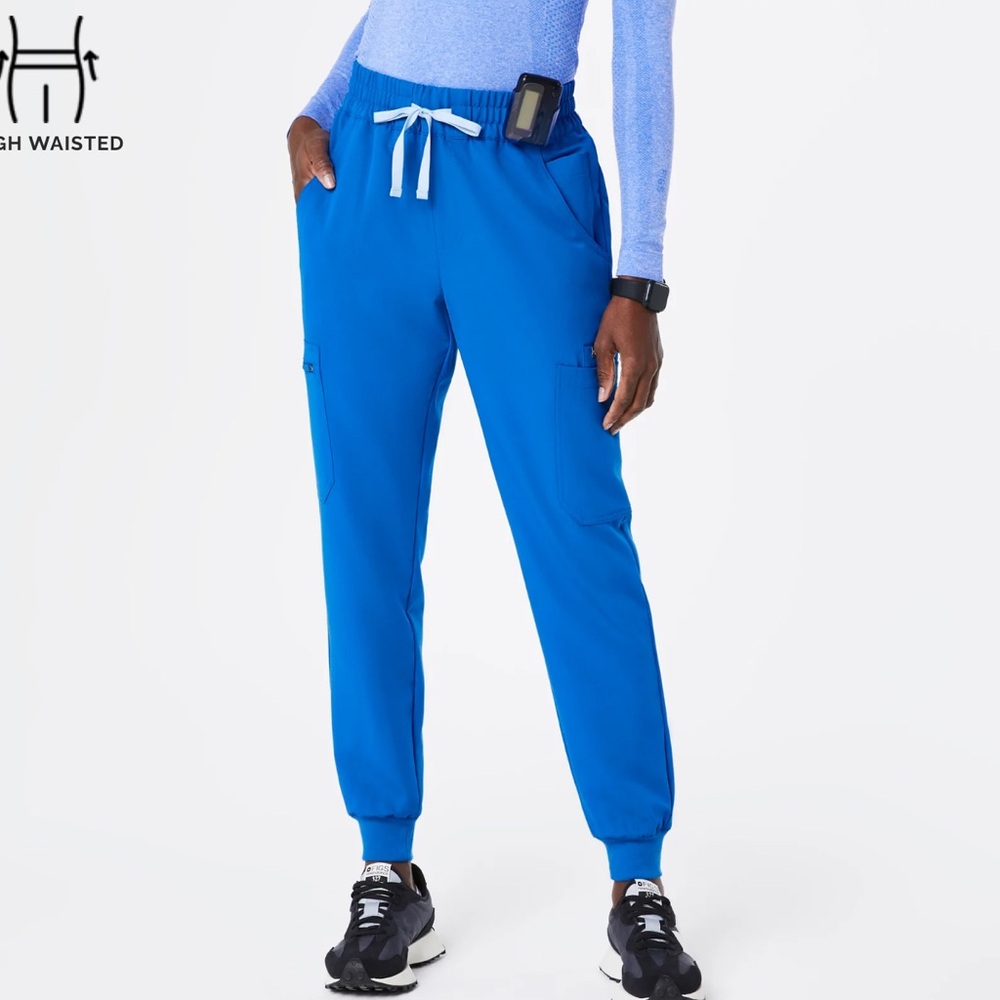 High Waisted Uman Relaxed Jogger Scrub Pants Size XS Royal Blue